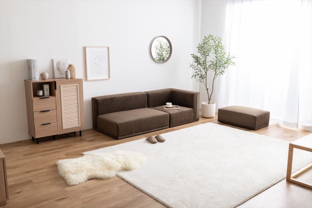 【送料無料】Sucre コーナーソファ 天然木フレーム Sバネ