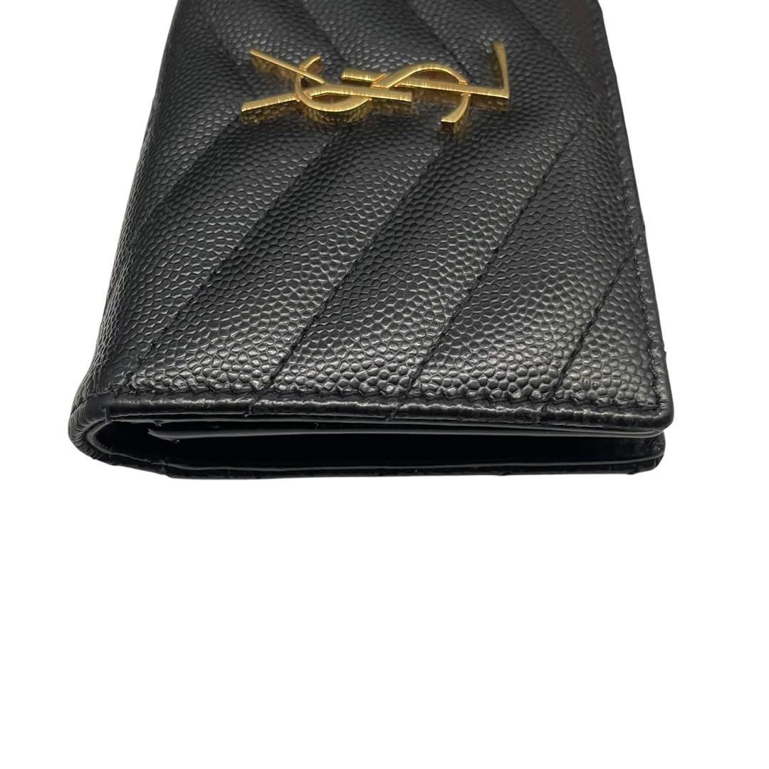 極美品✨サンローラン カードケース YSL カサンドラ キャビアスキン 黒