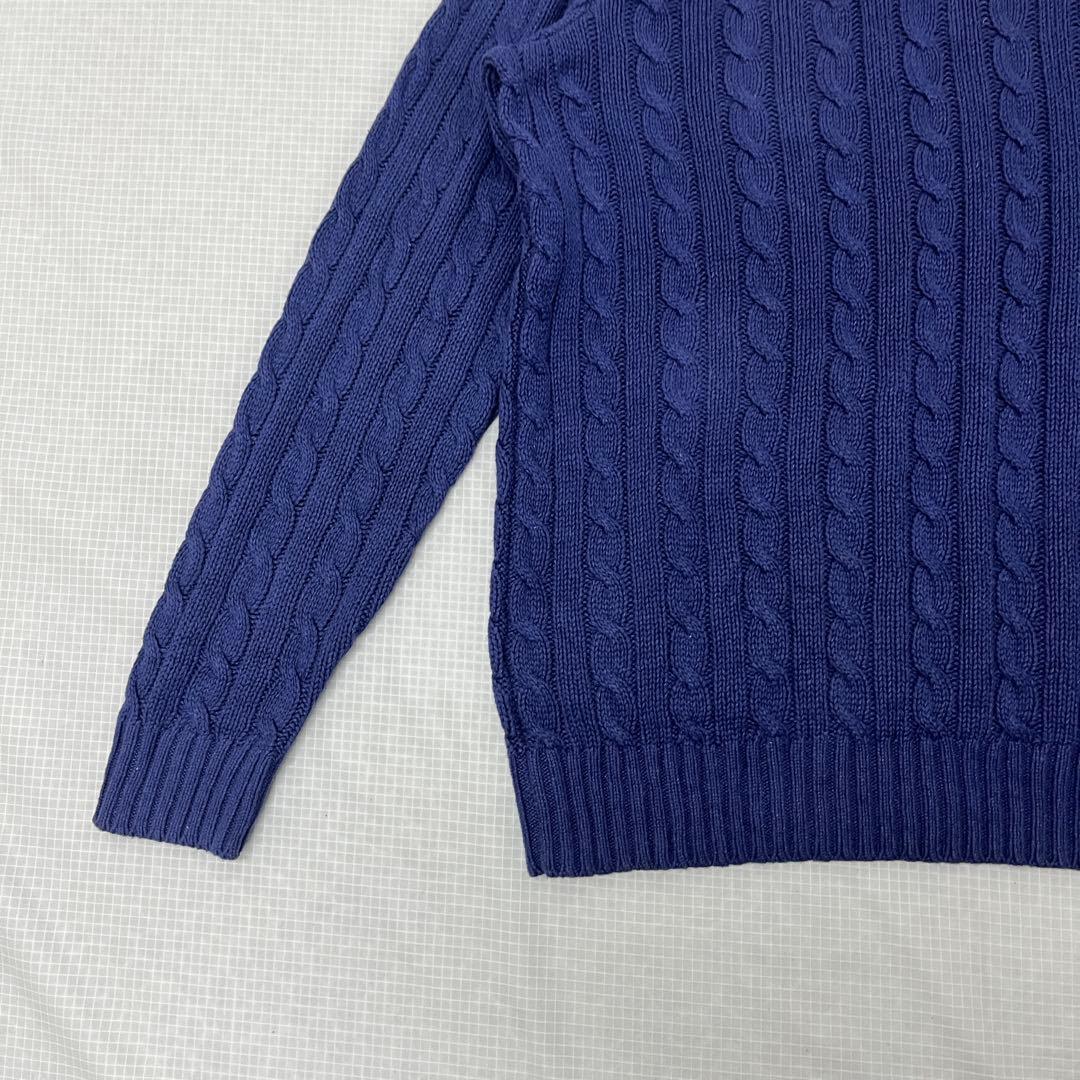 【極上シルクリネン】ポロラルフローレン ケーブルニット 紫紺 XLT 身幅76