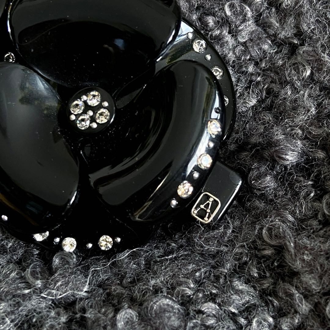 アレクサンドルドゥパリ フラワー バレッタ ダブルカメリア 黒 夏ヘアアクセ