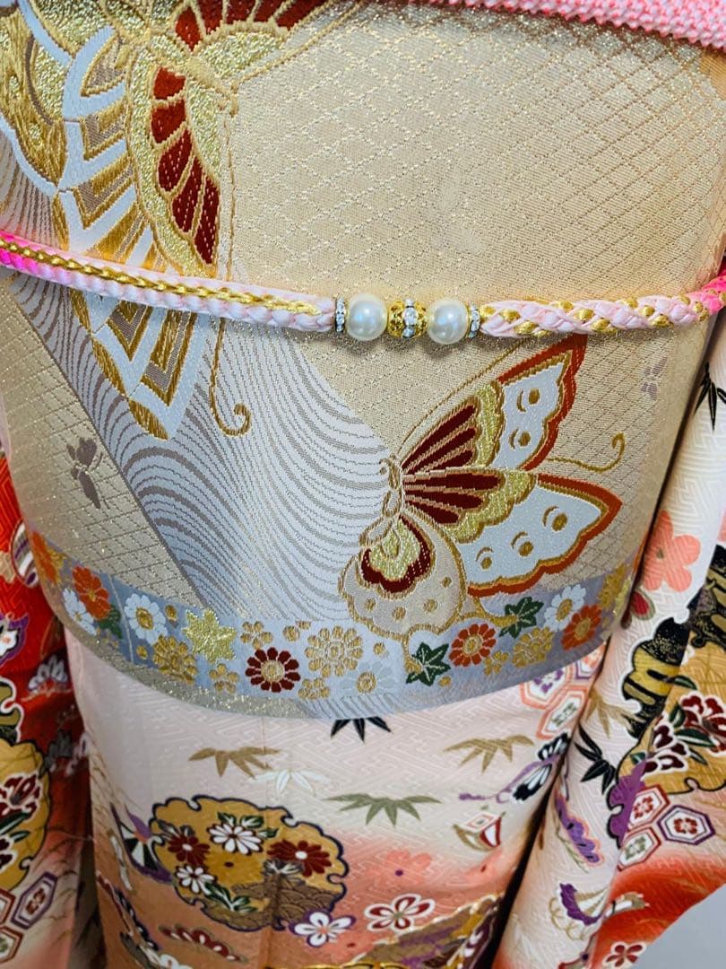 振袖フルセット駒刺繍　雪輪花文　宝尽くし　暈し染め　金彩　正絹