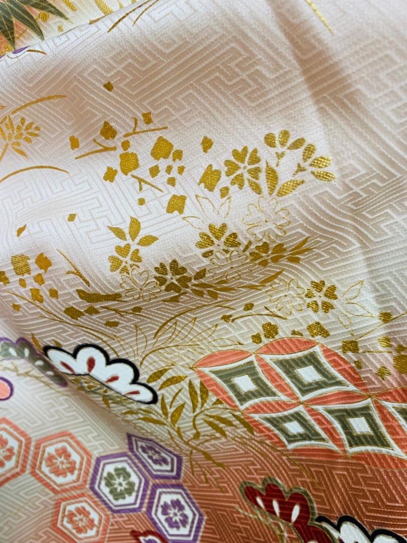 振袖フルセット駒刺繍　雪輪花文　宝尽くし　暈し染め　金彩　正絹