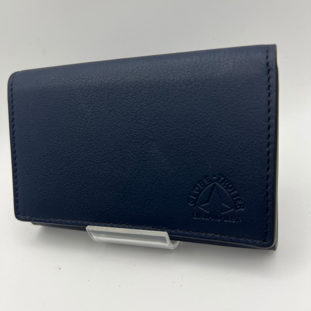 未使用品グローブトロッター☆メンズカードケース 名刺入れ ソフトレザー 本革 紺
