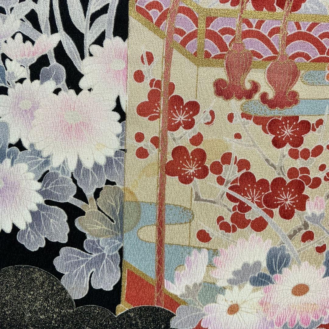 b231 正絹　振袖　友禅　金銀彩　伊達衿付　着物