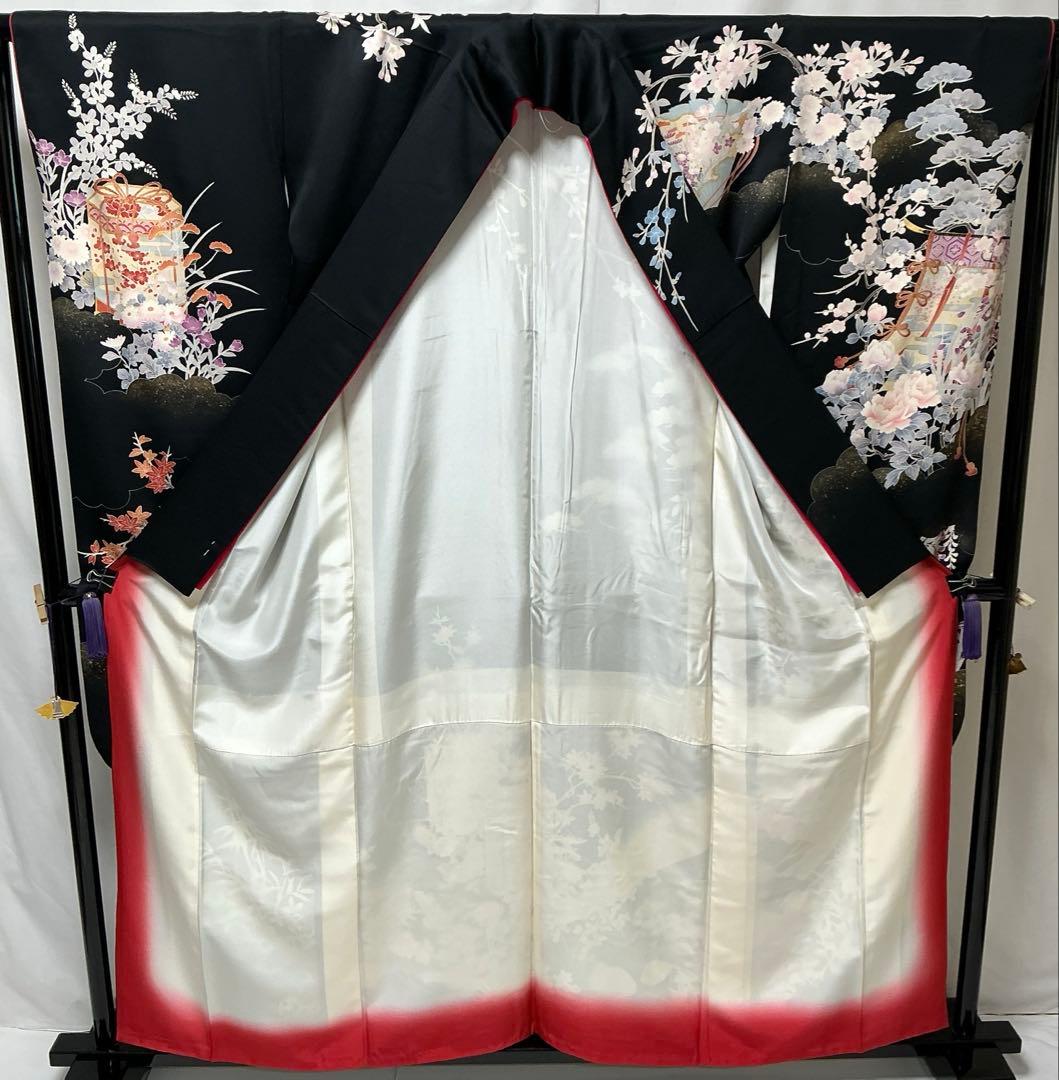 b231 正絹　振袖　友禅　金銀彩　伊達衿付　着物