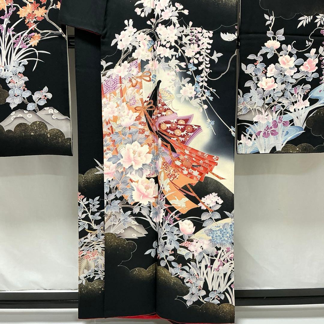 b231 正絹　振袖　友禅　金銀彩　伊達衿付　着物