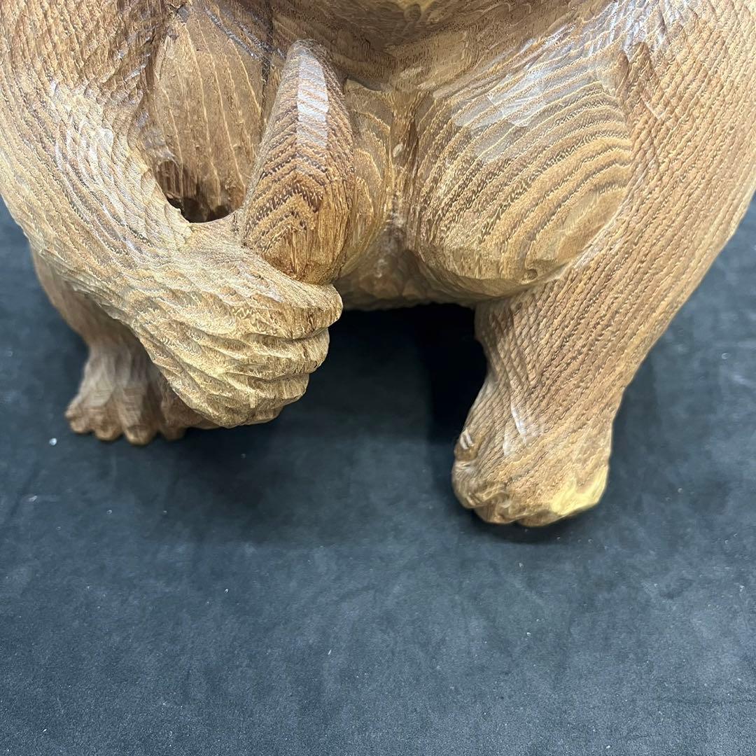 【匿名発送】木工品　彫刻　木彫　置物　ゴリラ　一点物　アンティーク　木彫り