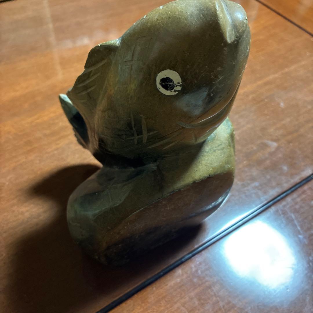 【置物・インテリア】石彫刻 魚の置物