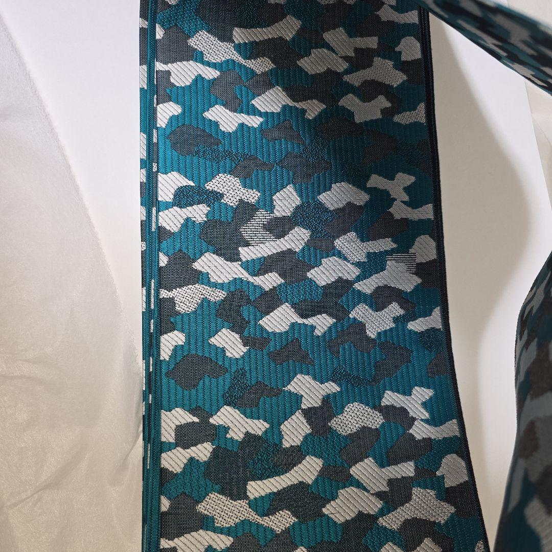 博多織 帯 ターコイズグリーン×白