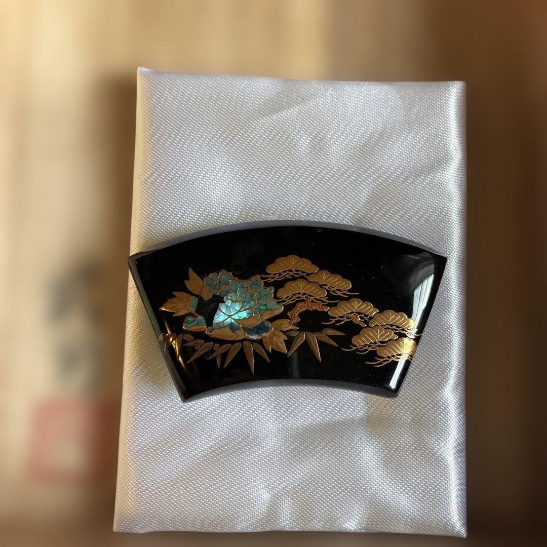百貨店購入　松山武司 鼈甲工芸品　和装小物　蒔絵 帯留 べっ甲