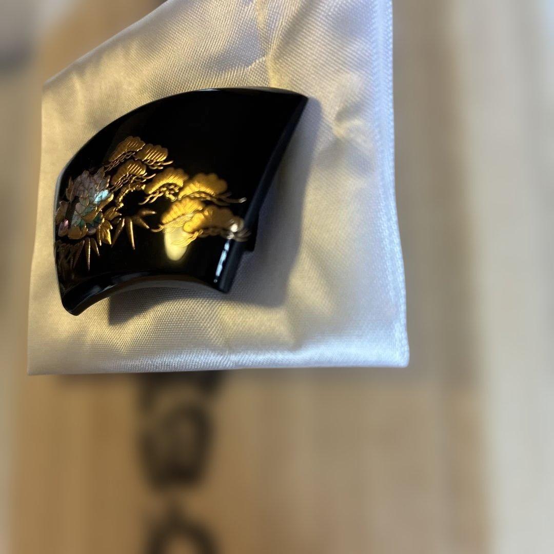 百貨店購入　松山武司 鼈甲工芸品　和装小物　蒔絵 帯留 べっ甲
