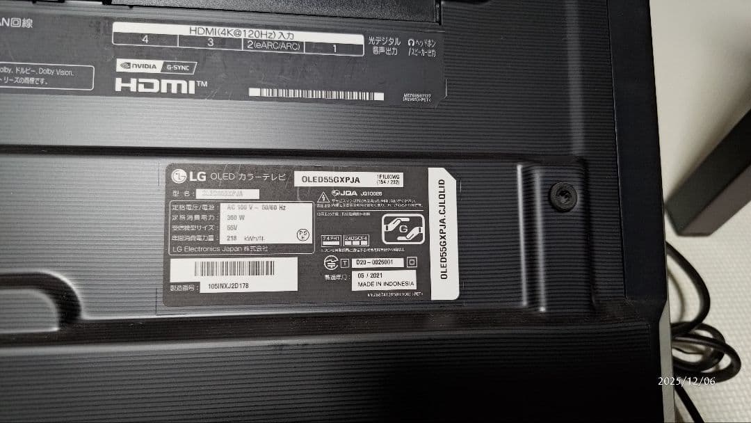 有機EL 55インチ テレビ LG OLED55GXPJA