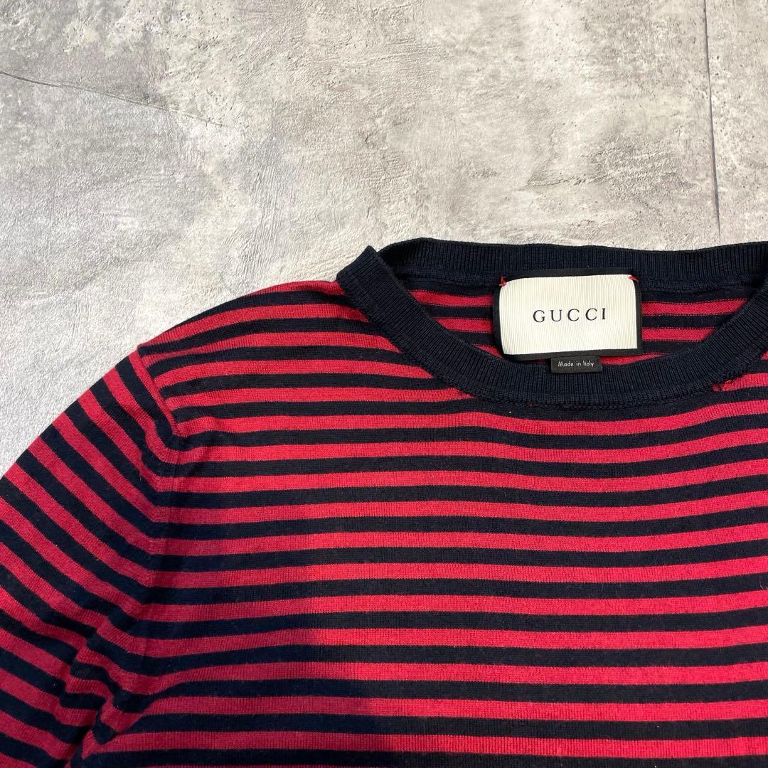 GUCCI ボーダーニット セーター コットン×カシミヤ Mサイズ