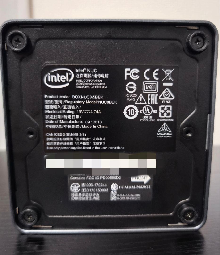 INTEL NUC8I5BEK 本体＋32GB Memory+500GB SSD