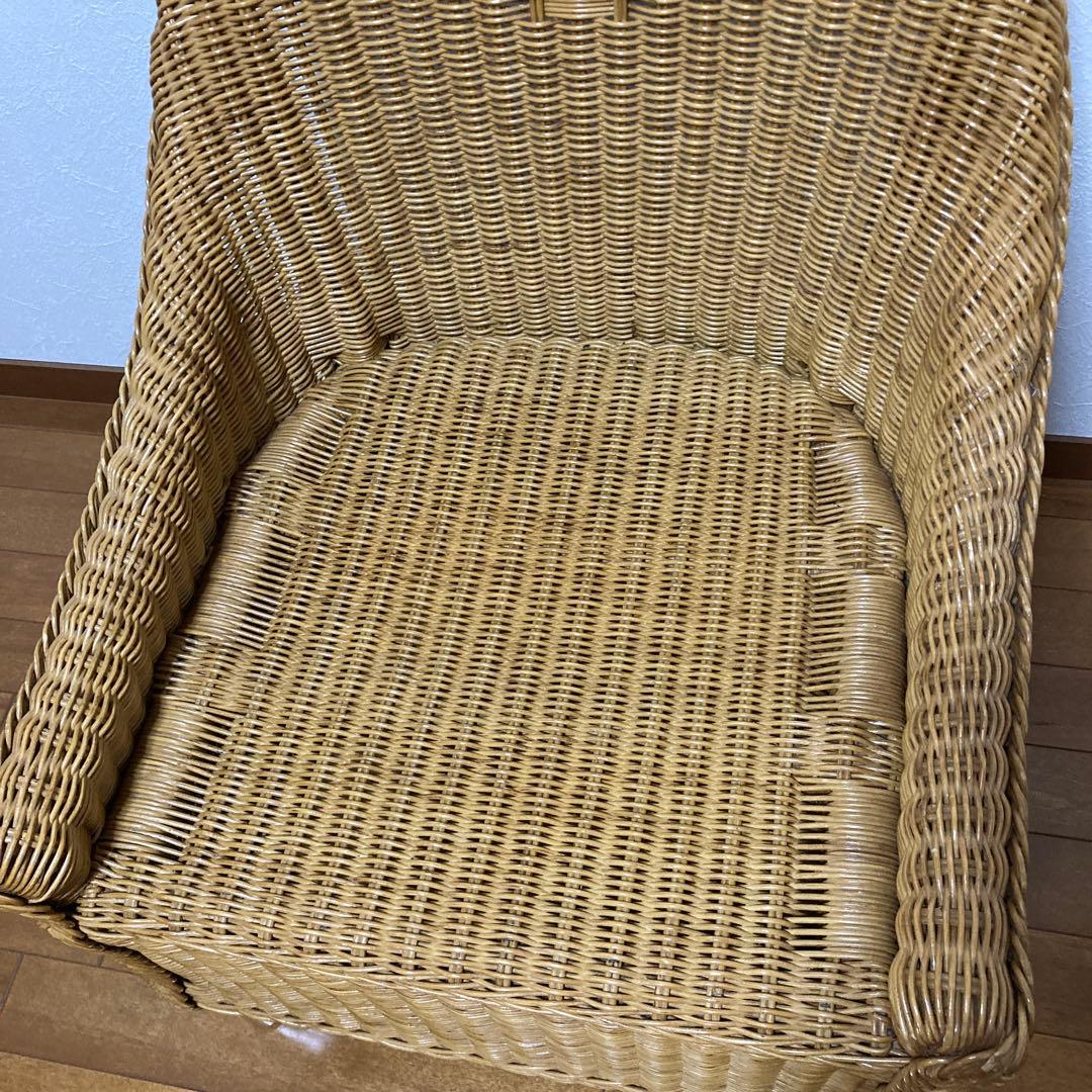 ナチュラル　ラタン　アームチェア　籐製　いす　椅子　ソファ　ハイバック　1人用
