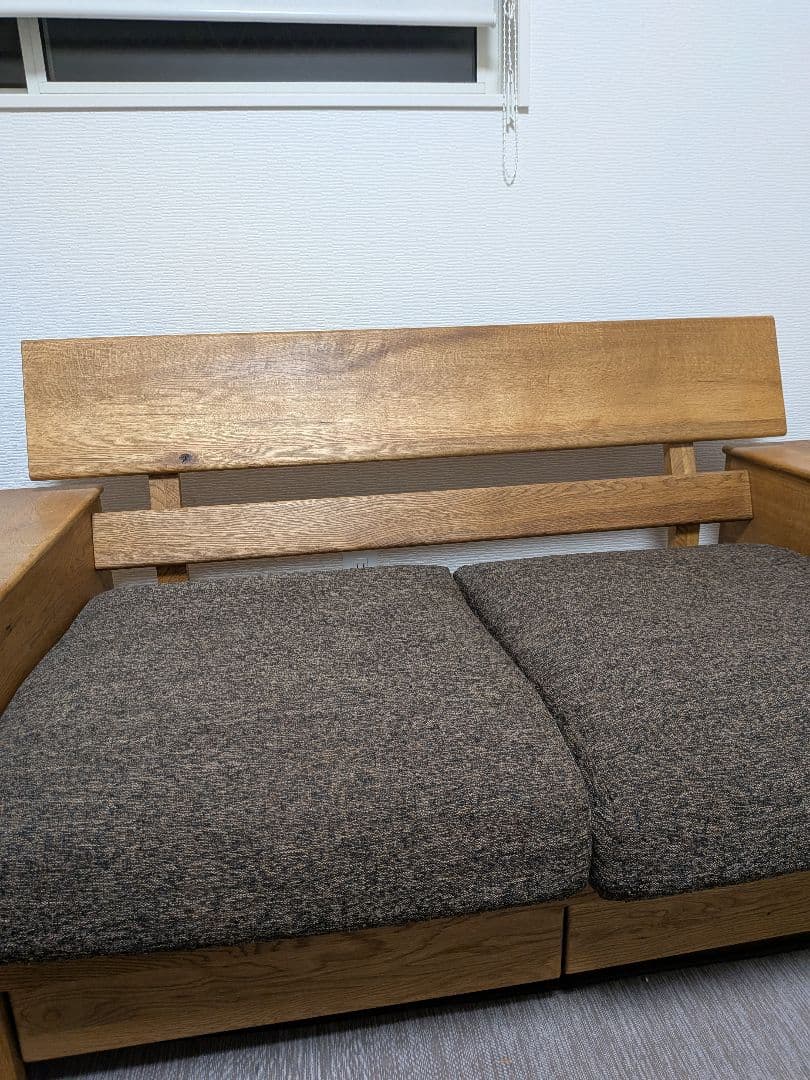 ブラウン 2人掛けソファ 引き出し収納付き