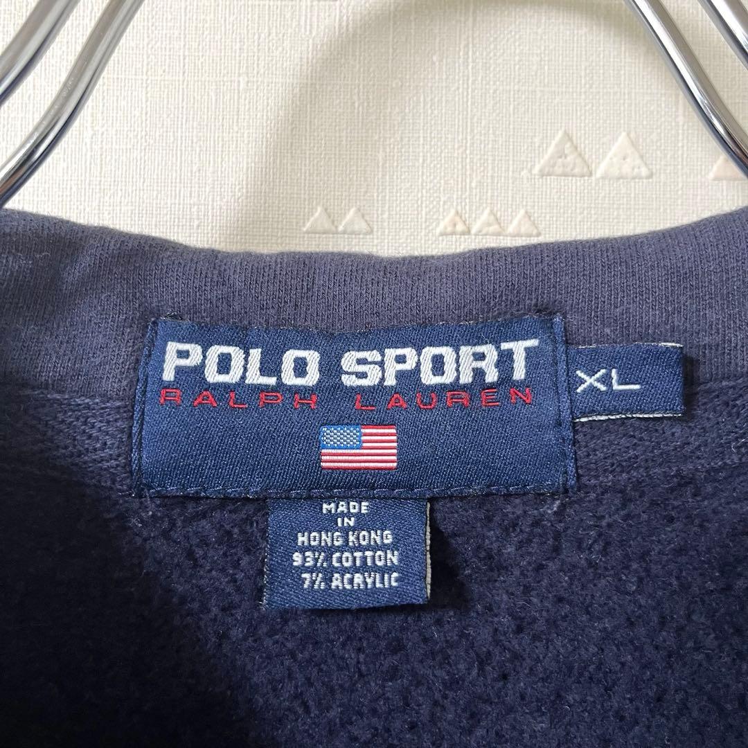古着 90's ラルフローレン ポロスポーツ ハーフジップ スウェット ネイビー