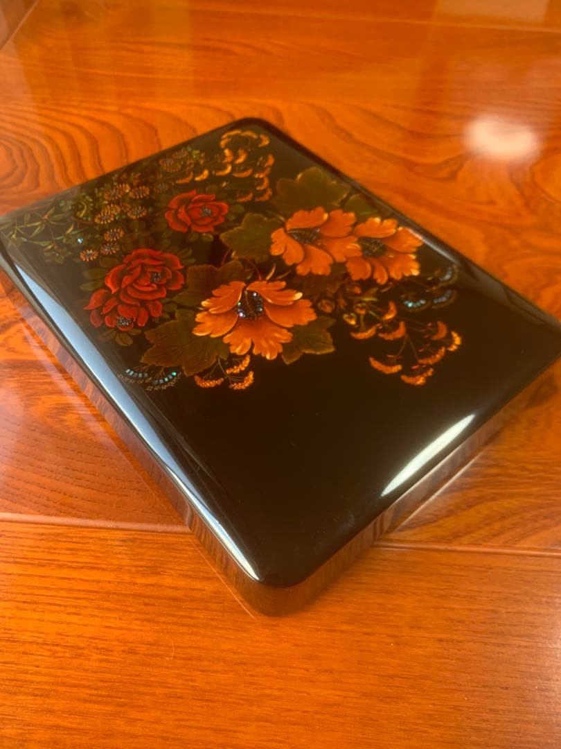 螺鈿漆塗り硯箱 小物入れインテリア 八雲塗り 木製漆器工芸品 美品 化粧箱付