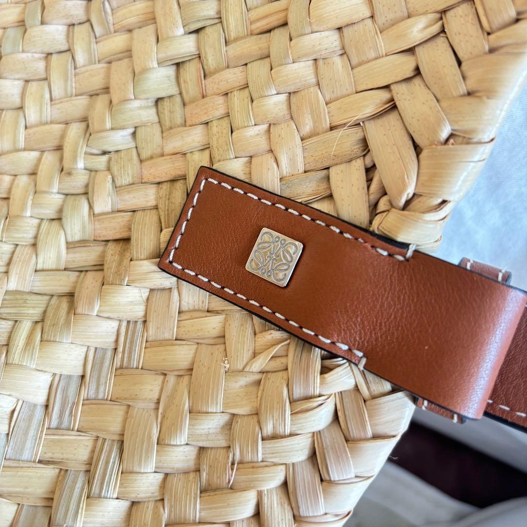 LOEWE かごバッグ ストロー レザースモール