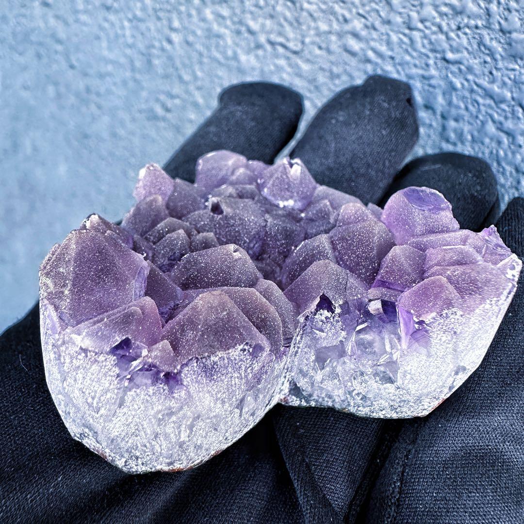 希少2回結晶❗️アメジストハート型❤︎クラスターパワーストーン原石水晶A1309