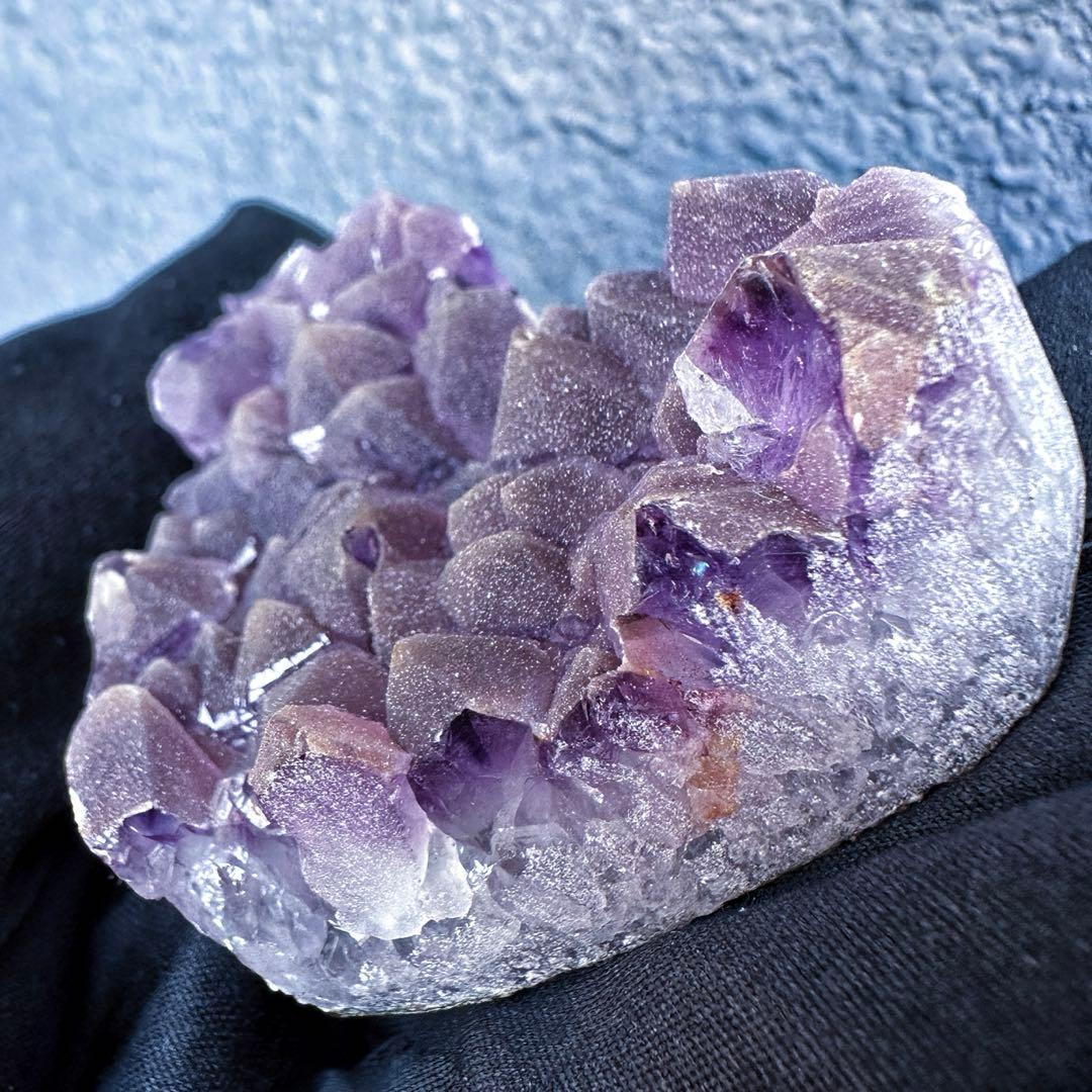 希少2回結晶❗️アメジストハート型❤︎クラスターパワーストーン原石水晶A1309