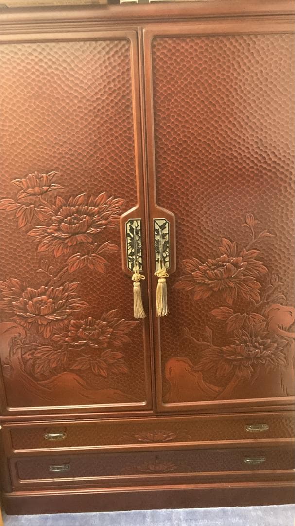 引き取り値引き有　彫刻　鎌倉彫　木製タンス　3竿セット（別売り相談可）