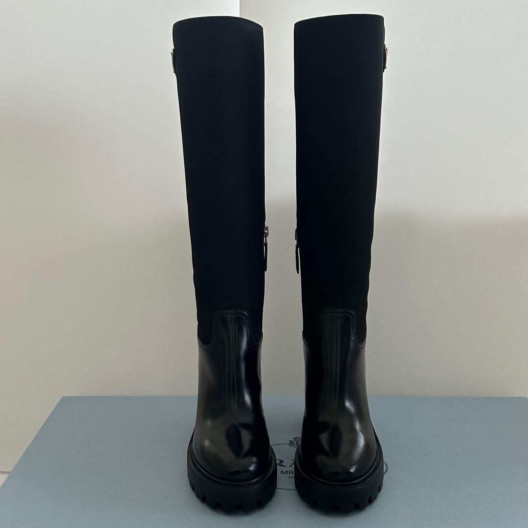 PRADA プラダ　ロゴレザー　Re-Nylon リナイロン　ブーツ　新品未使用