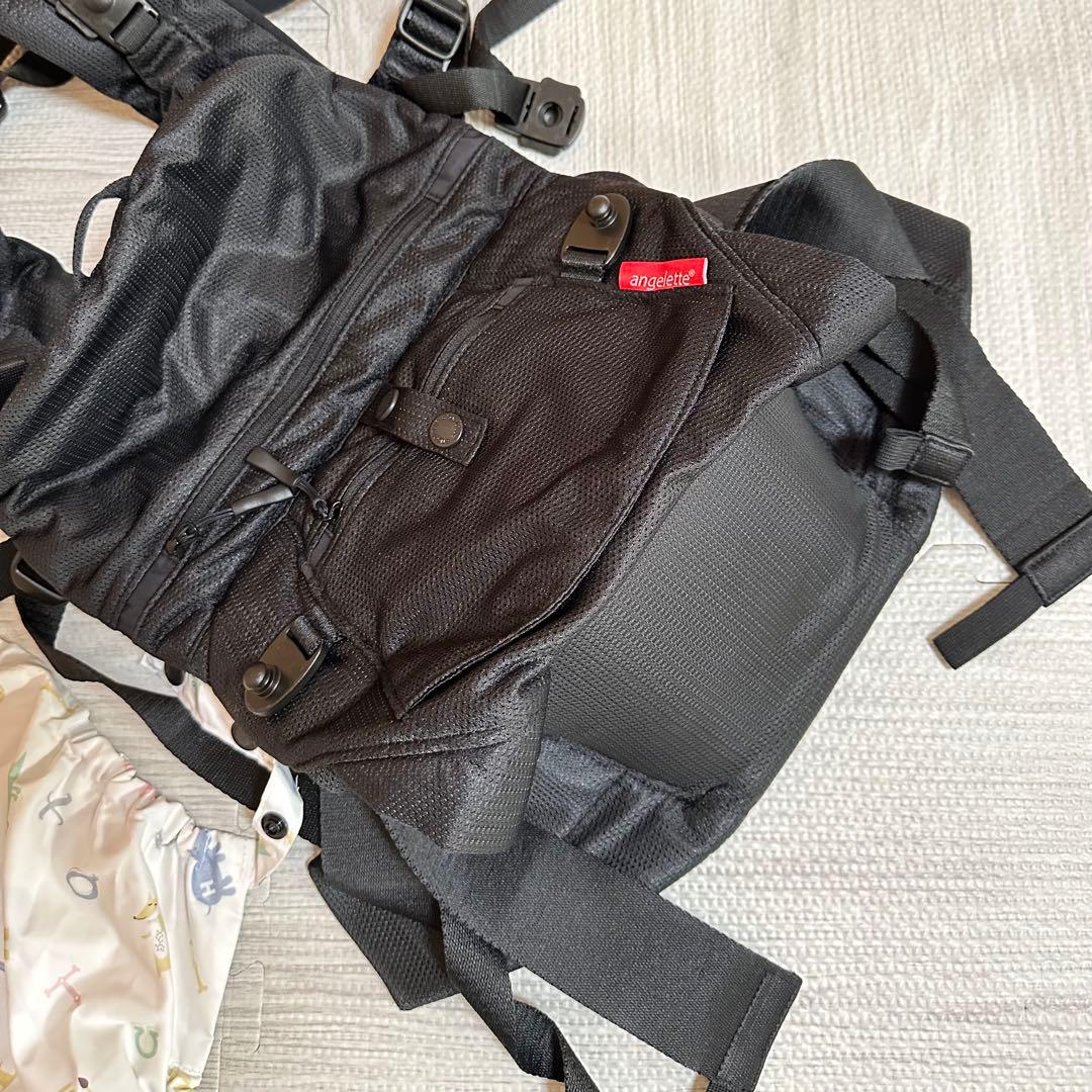 ベビーキャリアオン　angelette ブラック　抱っこ紐　チェアベルト