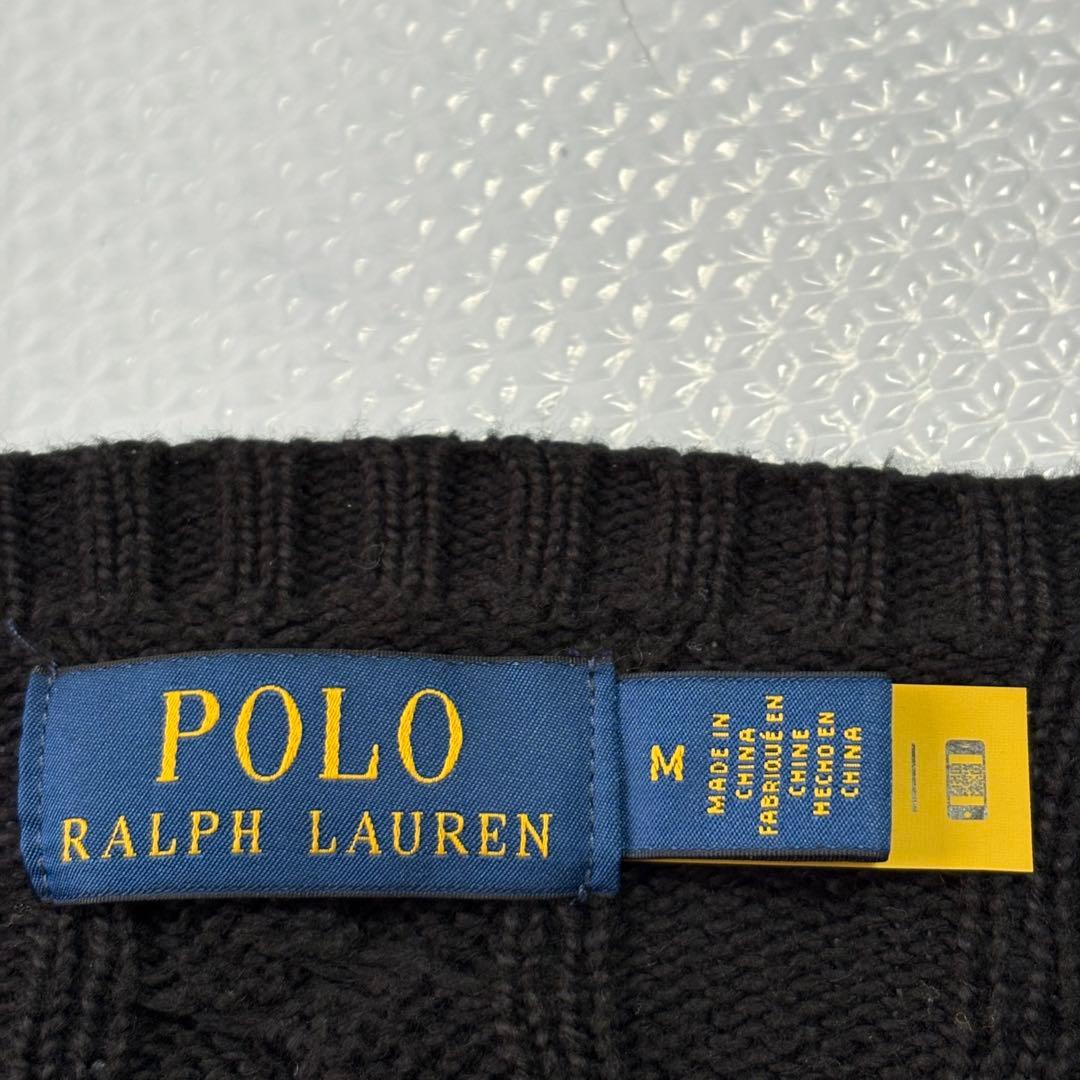 ✨大人気✨ ポロラルフローレン現行QR黒　ケーブルニットM