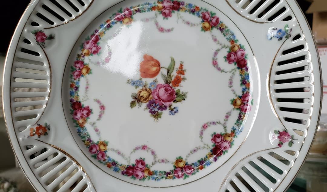 シューマン 希少 ババリア ドレスデン フラワー ピアス プレート