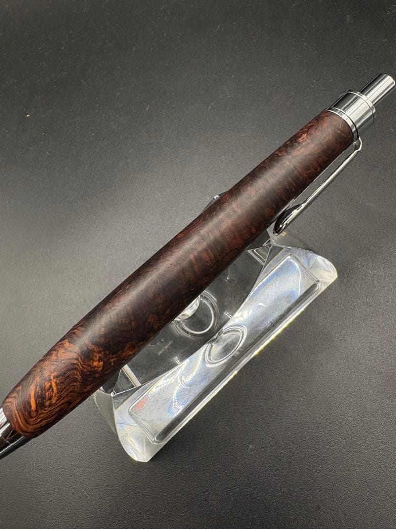 512極上　ホンジュラスローズウッド　瘤杢　木軸シャーペン　ボールペン