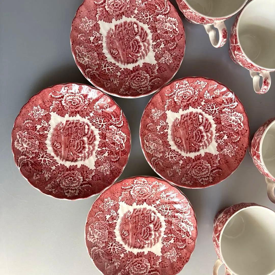 Wood&Sons/ティーカップ&ソーサー4客/エノクウッズ レッド