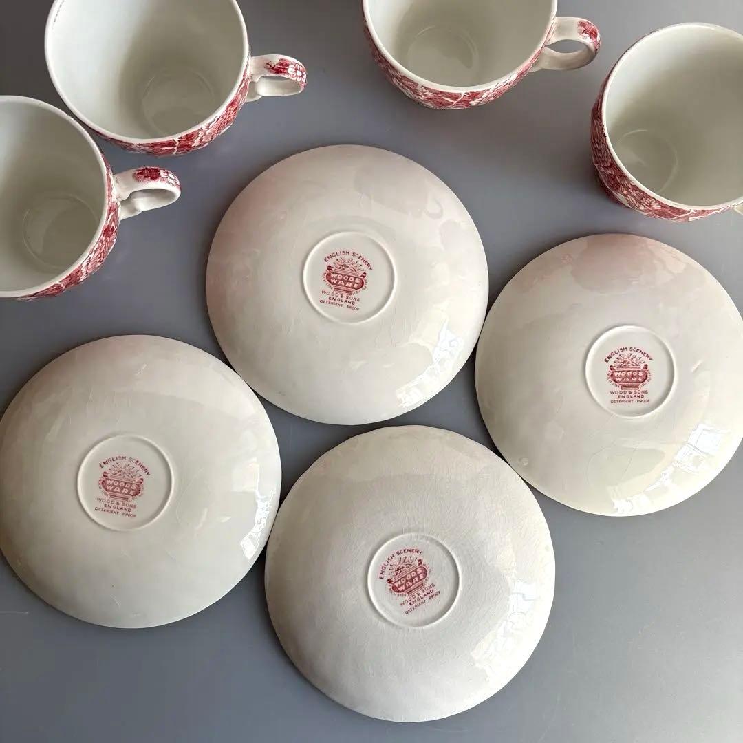 Wood&Sons/ティーカップ&ソーサー4客/エノクウッズ レッド