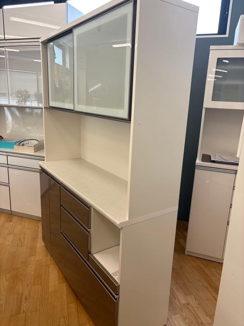 M133　レンジボード　食器棚　カップボード　上下分割可能　幅1400mm