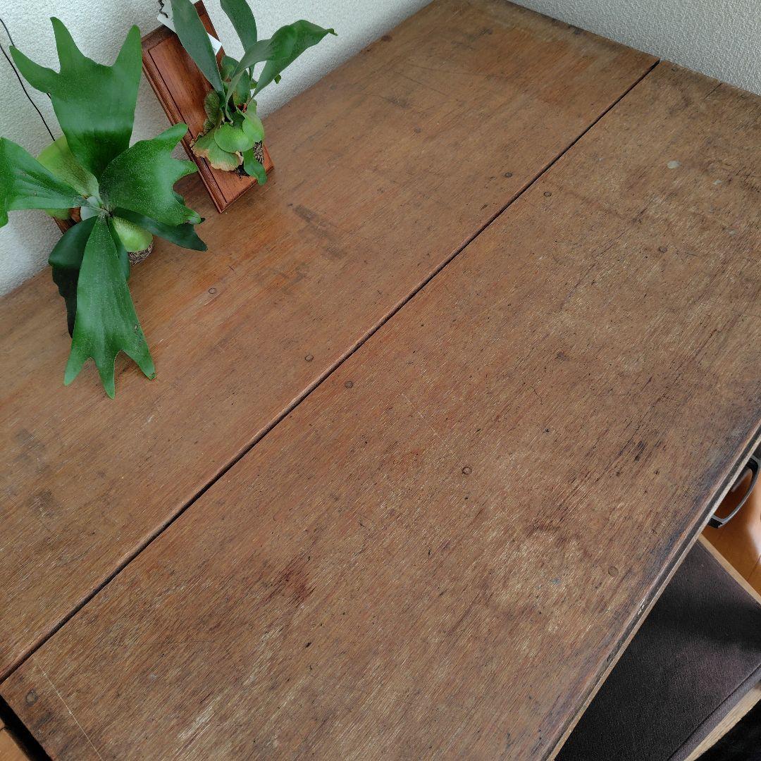 アンティークヴィンテージ昭和レトロ無垢材片袖机