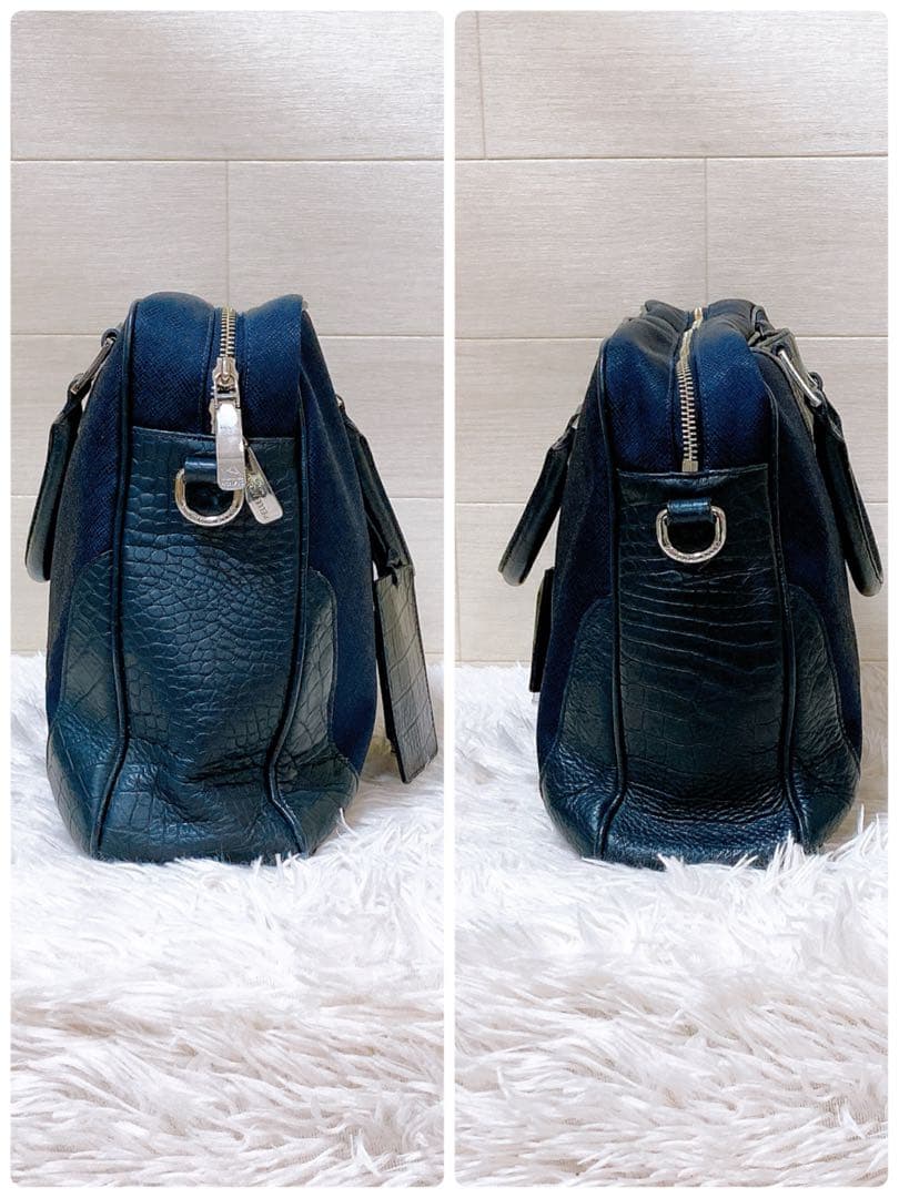 7ペッレモルビダ　キャピターノ　ビジネスバッグ　クロコ型押し　レザー　2way