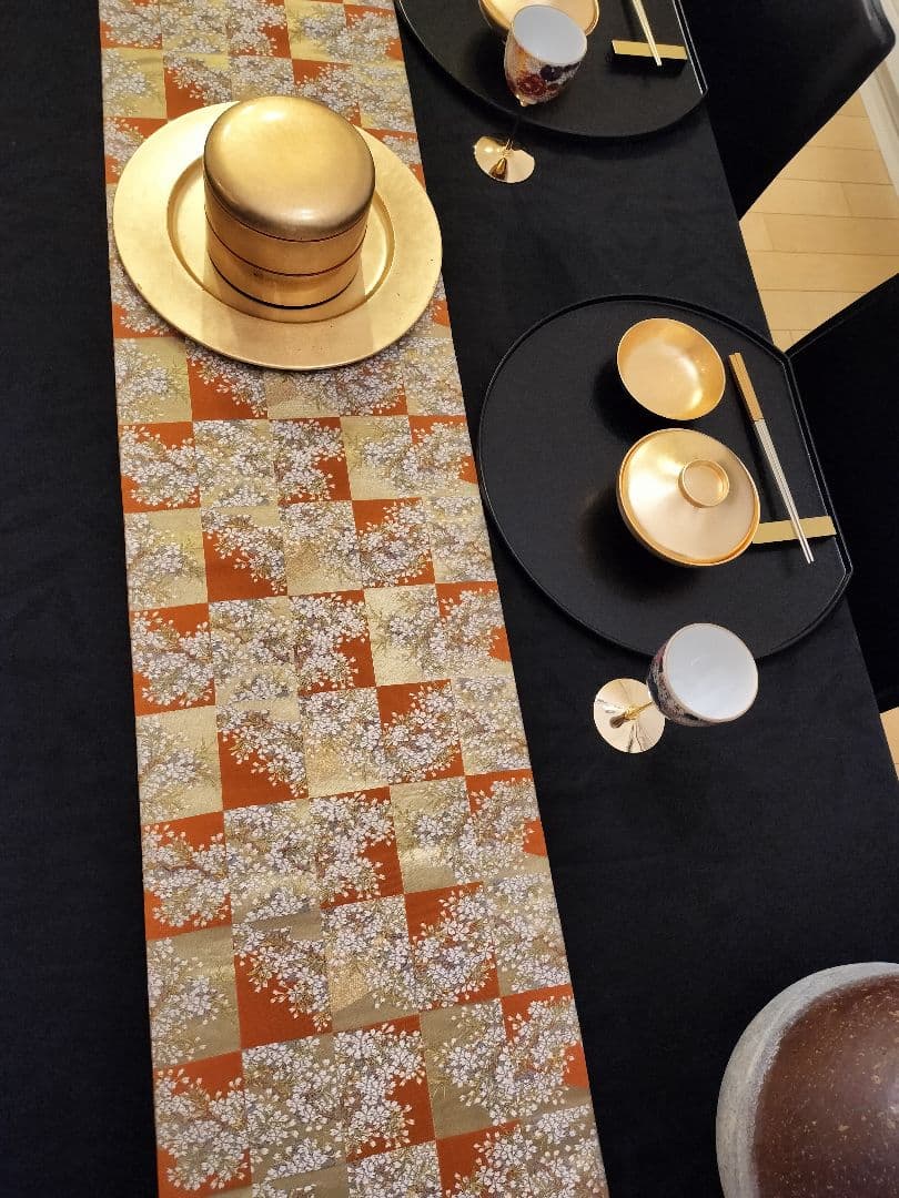 A668★逸品‼️豪華刺繍‼️ひな祭り‼️袋帯正絹テーブルランナー2m15cm