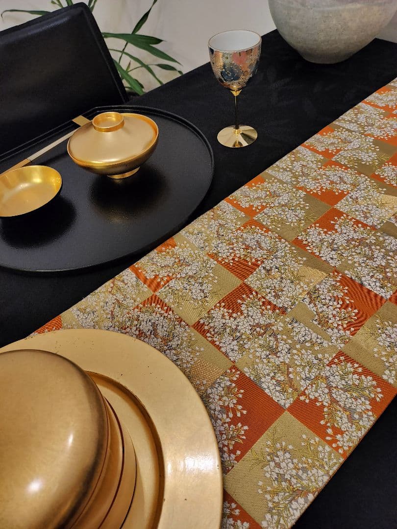 A668★逸品‼️豪華刺繍‼️ひな祭り‼️袋帯正絹テーブルランナー2m15cm