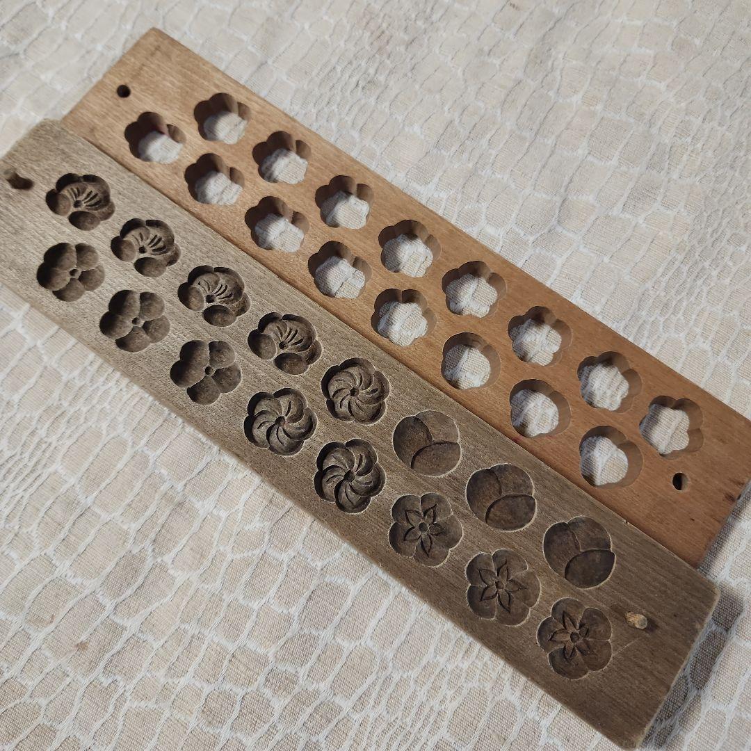 梅花5柄　菓子木型　古い 木型 菓子型 和菓子 木製 古道具 古物
