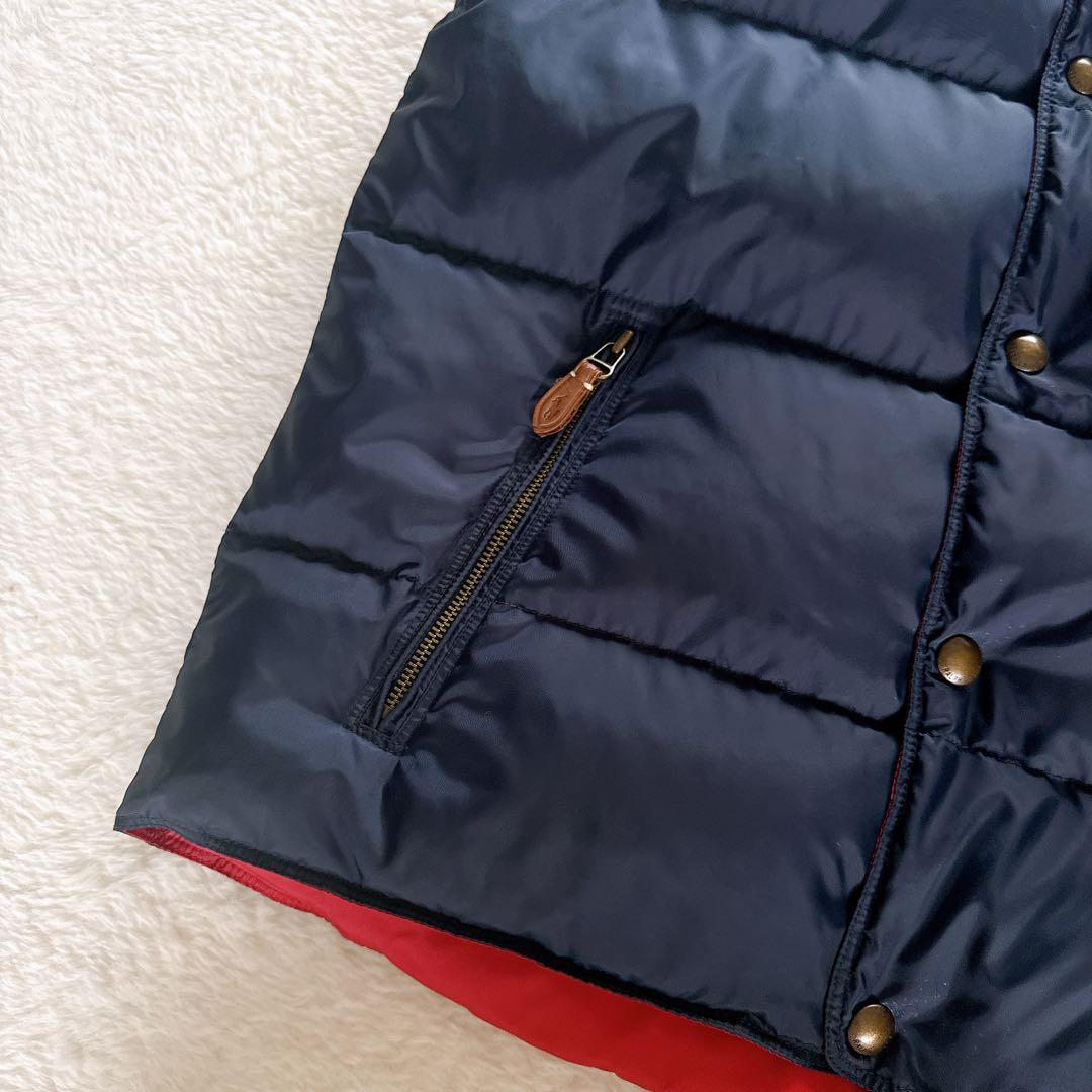 【ポロラルフローレン】ダウンベスト リバーシブル Mサイズ ネイビー レッド