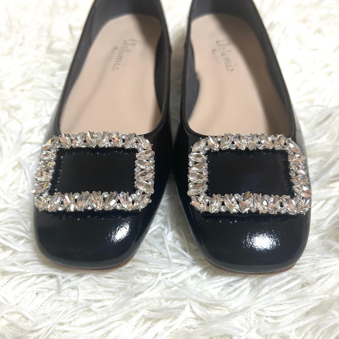 未着用✨ダイアナ ビジューバックル エナメル ローヒールパンプス 24.5㎝