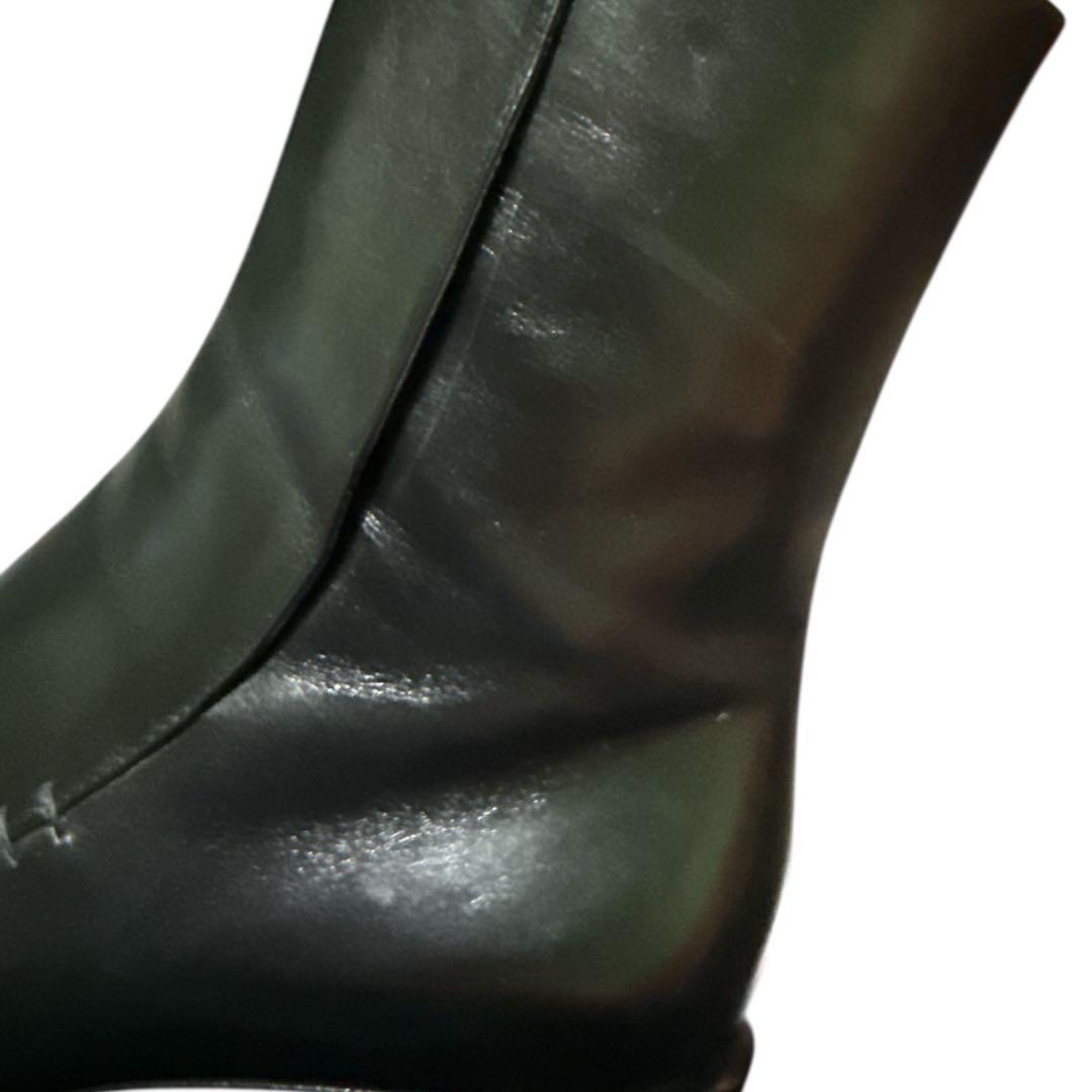 エルメス　黒 レザー スクエアトゥ ロングブーツ　36.5