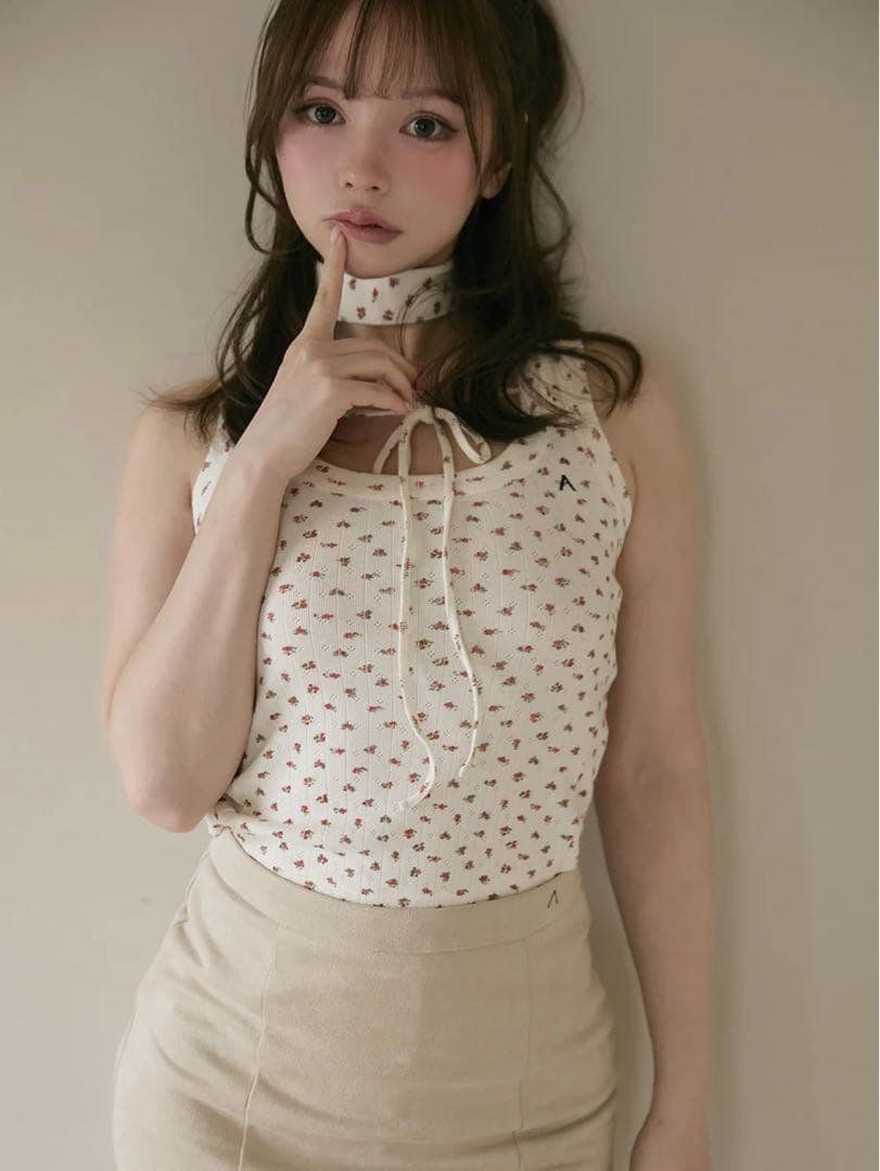 トップス Flower ribbon tops andmary