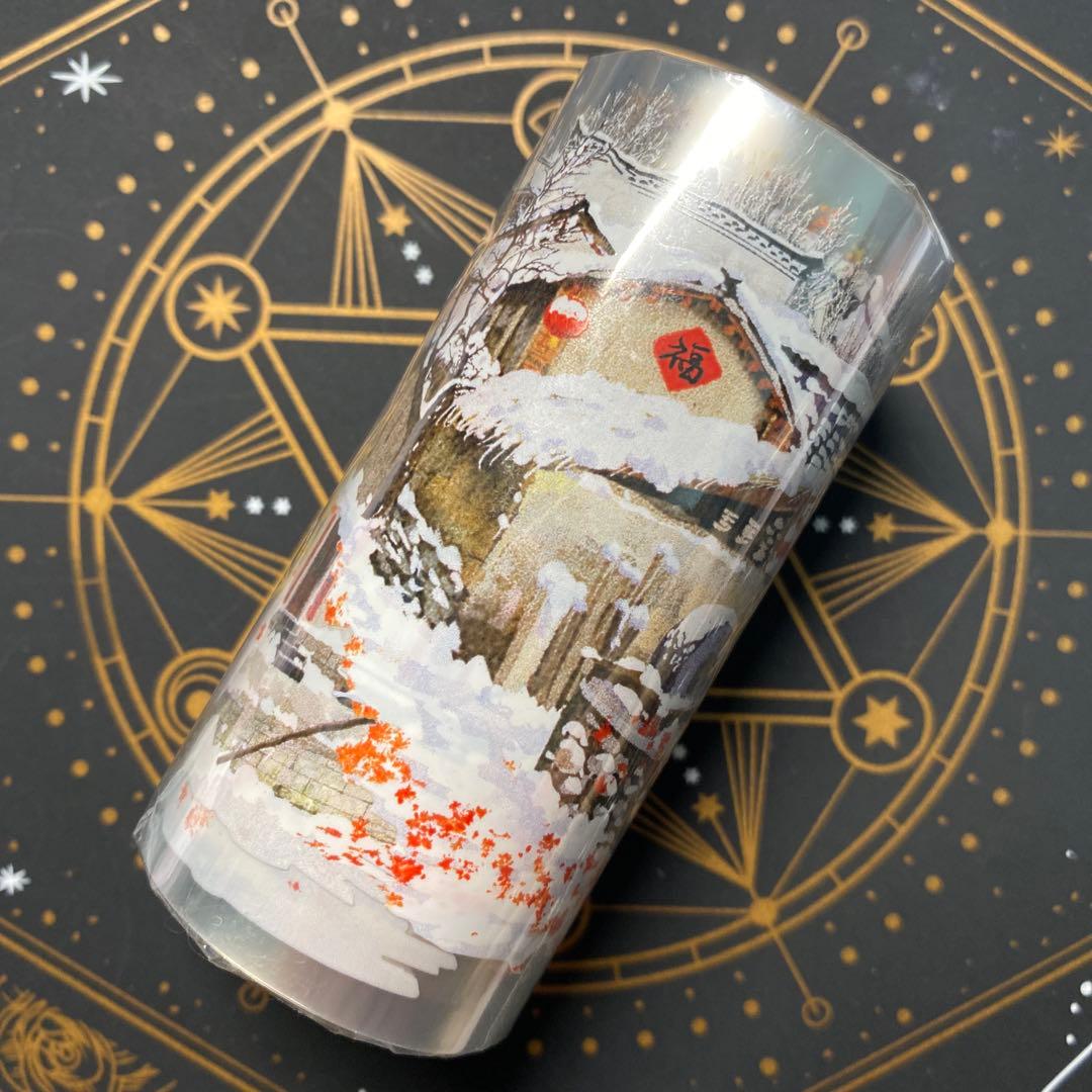 【9117】海外　マスキングテープ　5m巻　PET 新年　雪景色　冬　背景系