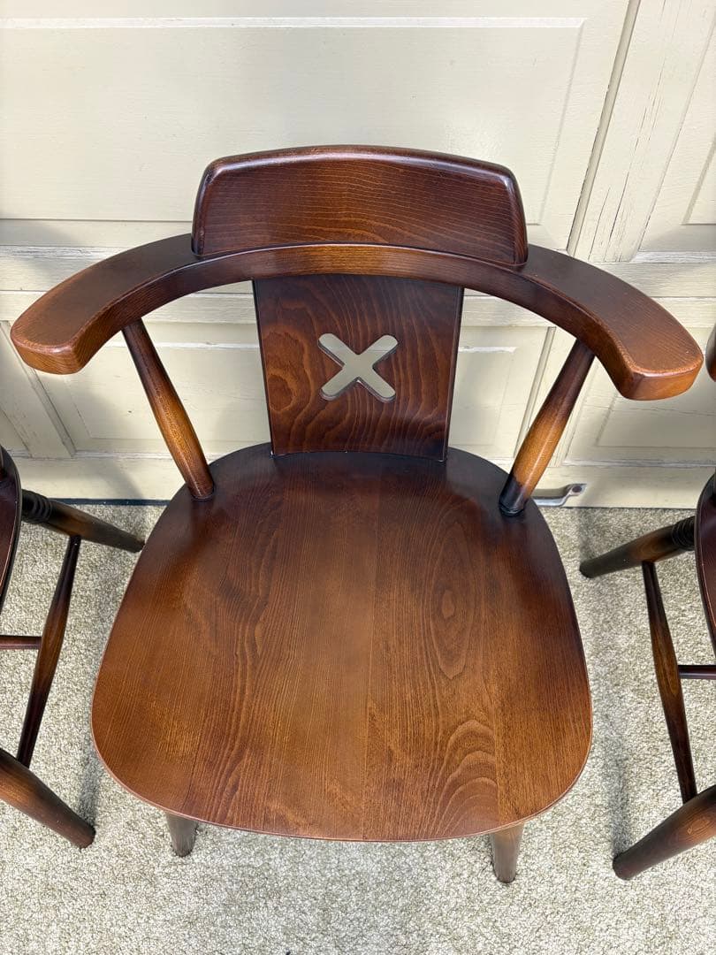 ①飛騨産業 キツツキ ダイニングチェア 2脚セット アームチェア