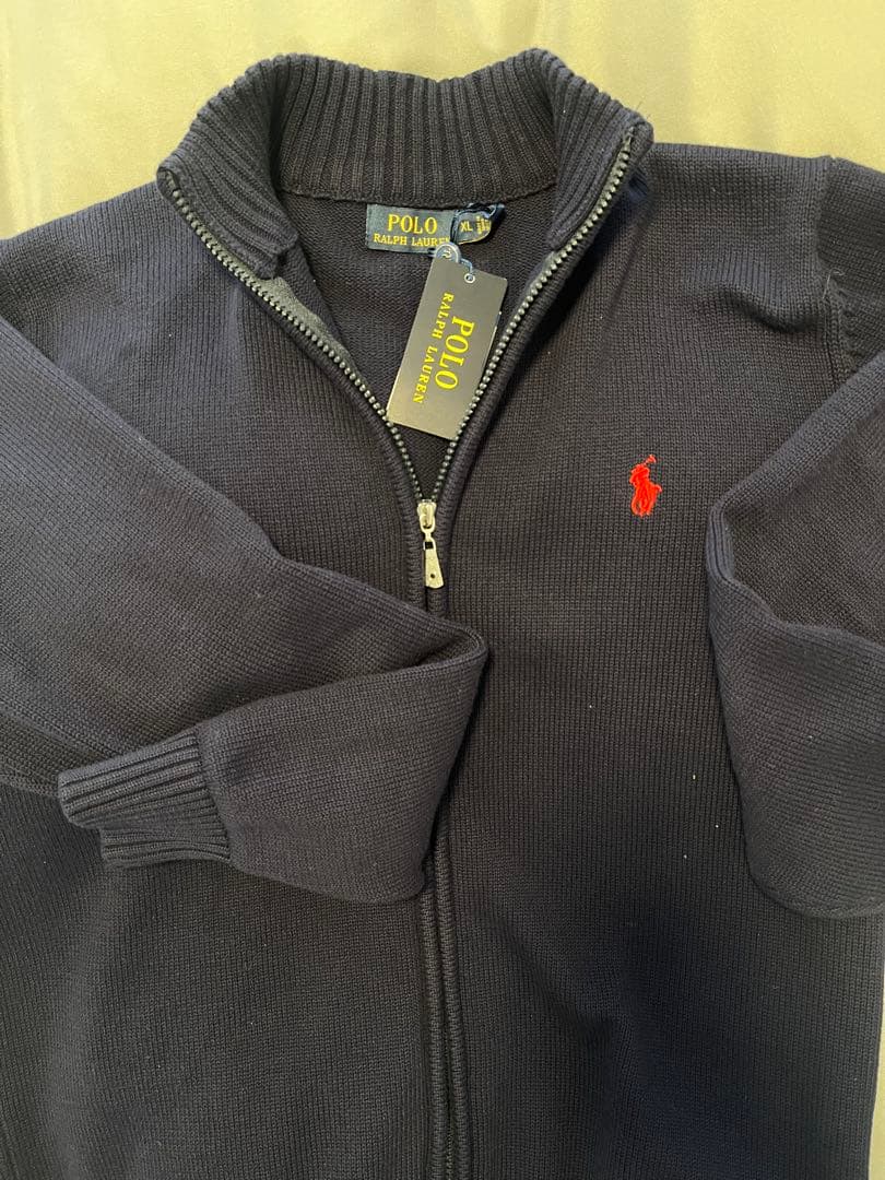 【タグ付き】POLO RALPH LAUREN ネイビー　ジップアップニット