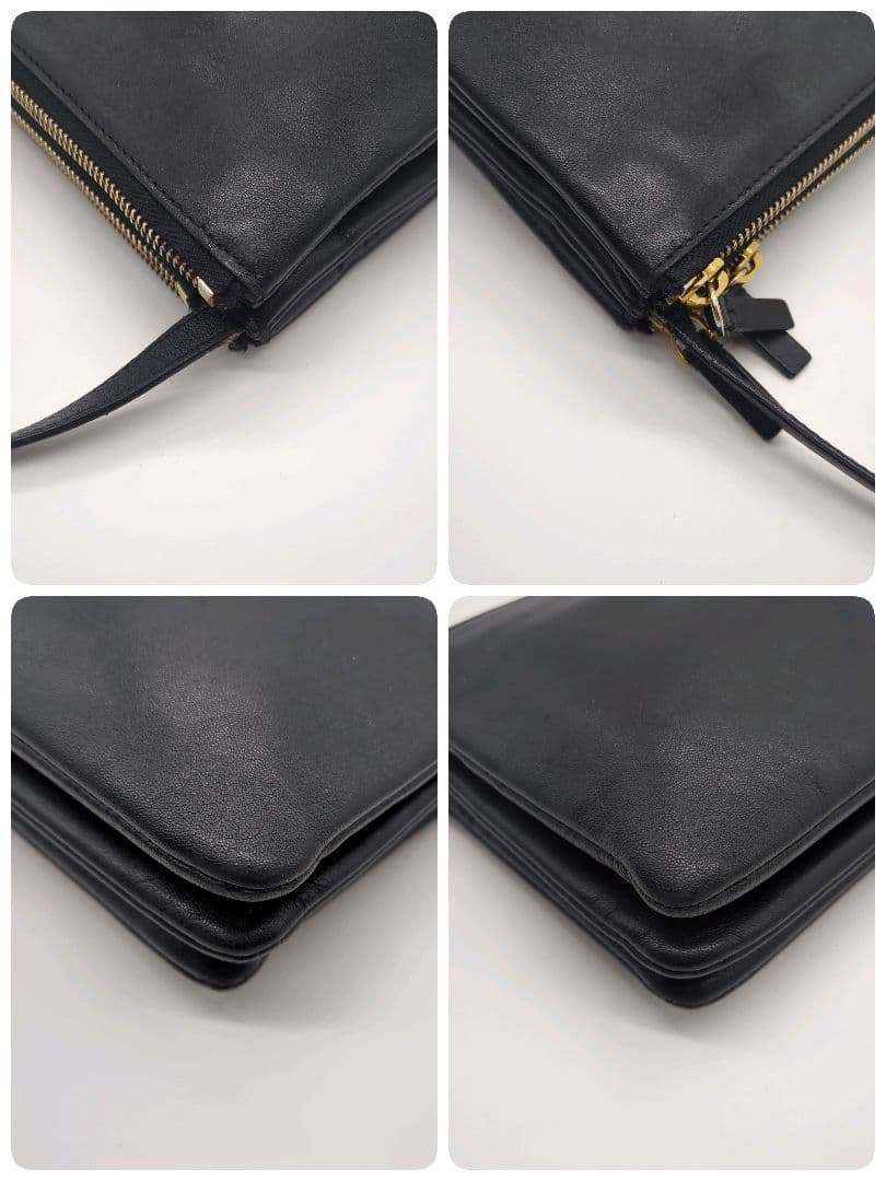 【人気モデル・美品】セリーヌ☆トリオ ショルダーバッグ レザー ゴールド金具 黒