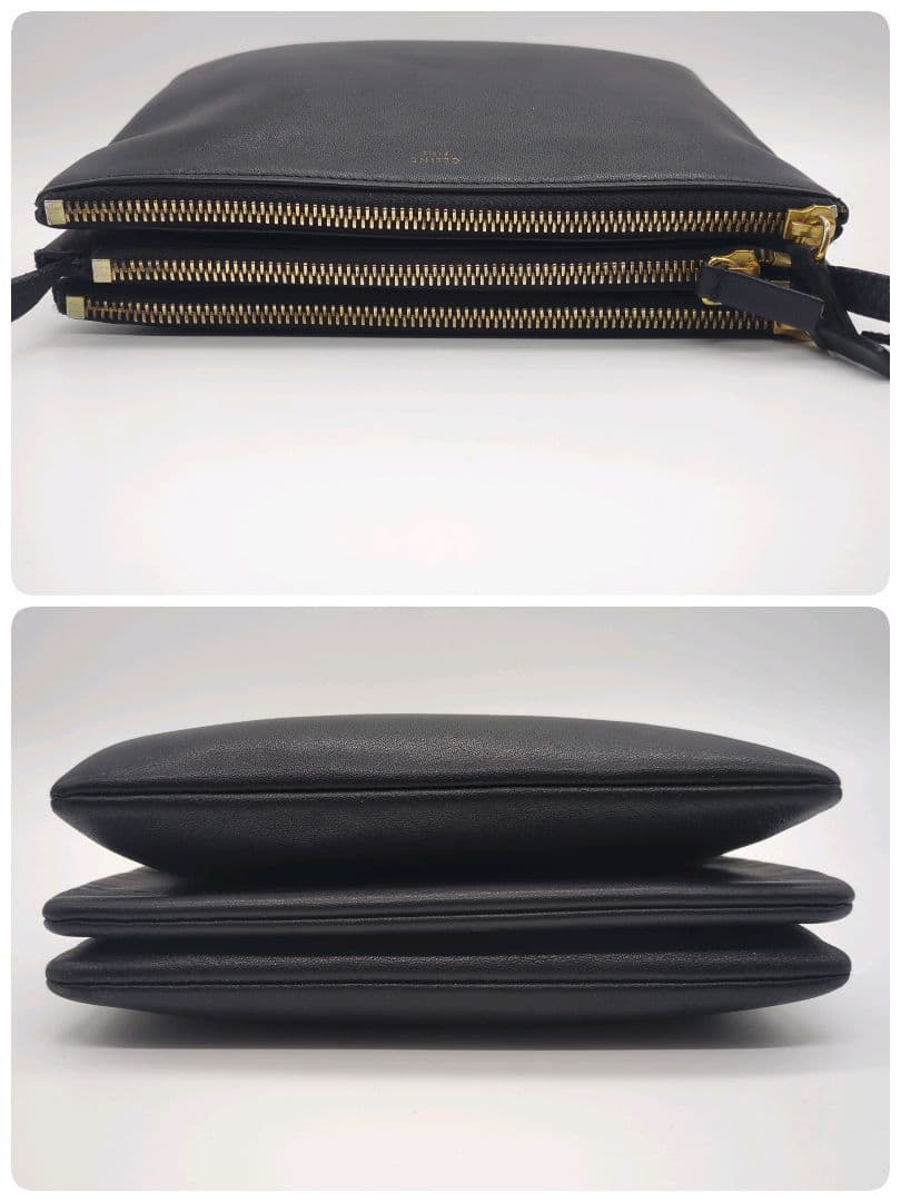 【人気モデル・美品】セリーヌ☆トリオ ショルダーバッグ レザー ゴールド金具 黒