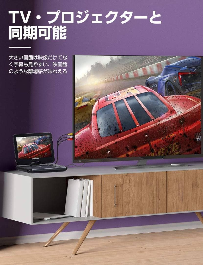 10.5インチポータブルDVDプレーヤー 大容量充電式5時間再生