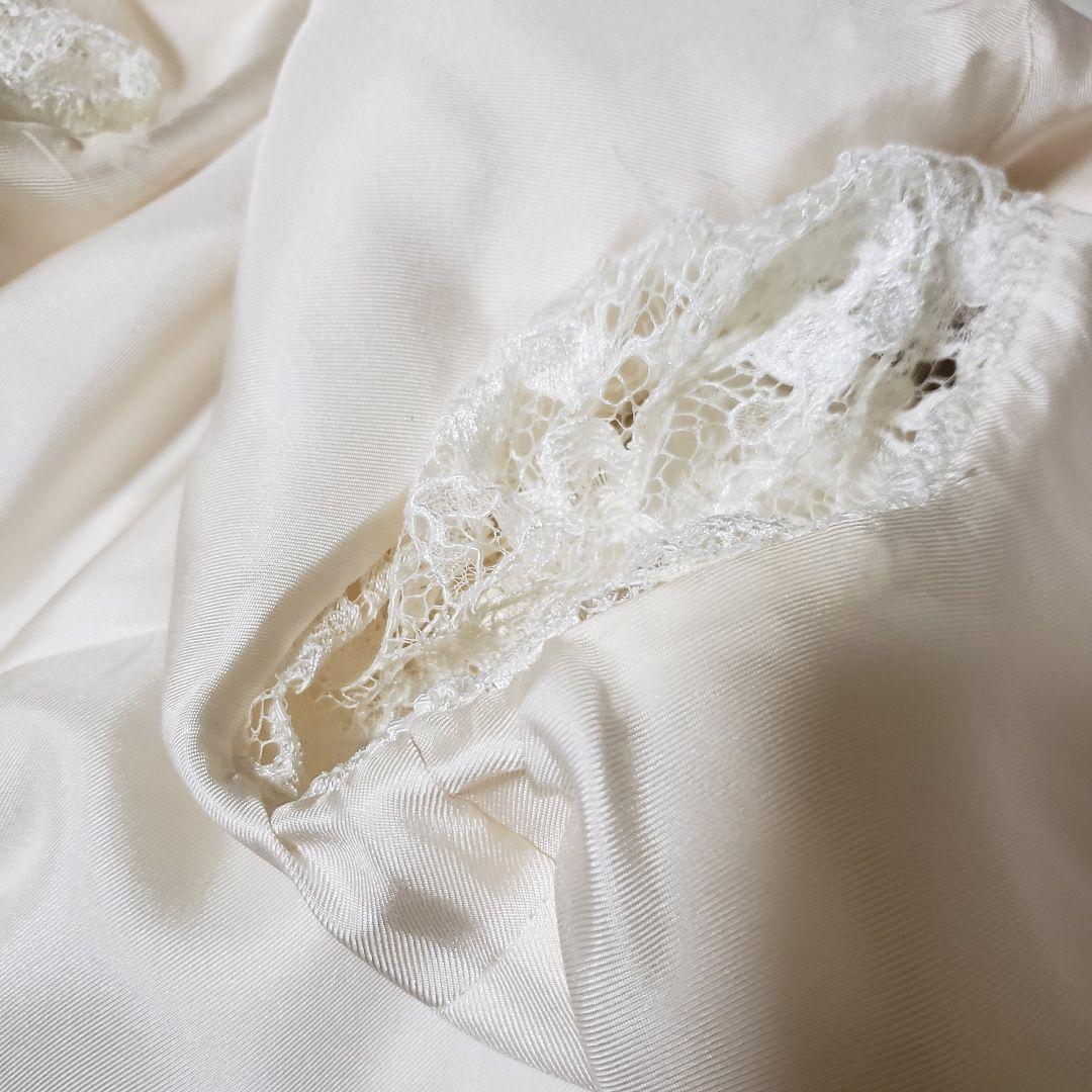 サンローラン SaintLaurent　レーストリム　サテン　ドレス　ワンピース